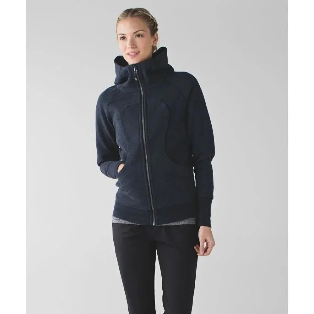 Lululemon Scuba Hoodie Classic  Cotton Fleece Heathered Naval Blue
